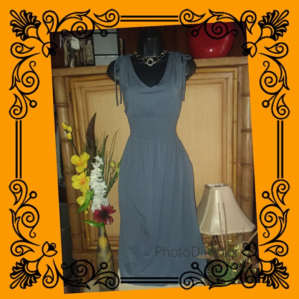 NWOT Gunmetal Grey Empire Waist Maxi Dress.